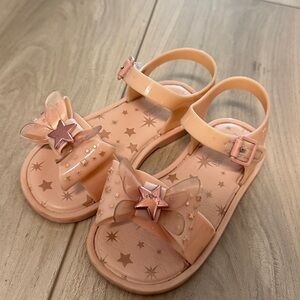 Mini Melissa Pink Star Sandals with Butterfly Accent